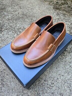 HELM Wilson Loafers Teak Leather Men's 6D (Fits Like 7.5) | Box & Dust Bag